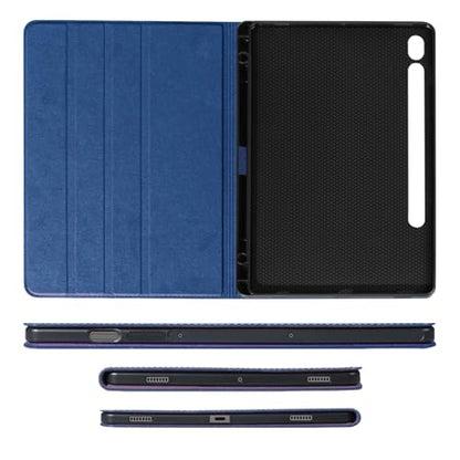Leather Case for Samsung Galaxy Tab S7/S8 11" 2020/2022 Folio Cover | Genuine Leather Smart Protective Shell Fit X700/X706/T870/T875/T876/T878,S Pen Holder,Auto Wake/Sleep,Shockproof & Drop-Proof - color: Blue, size: S7/S8 11 inch