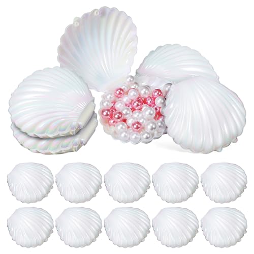Angoily 15pcs Shell Shape Holders Sea Shell Decor Box Pearl Storage Case Jewelry Organizer Seashell Ornament Mermaid Jewelry Box