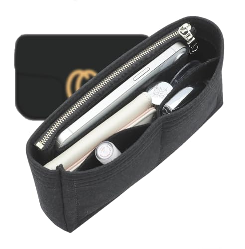 Purse Organizer Insert Compatible with GG Marmont Large Shoulder Bag, Custom Fit Inside Premium Bag Organizer Lightweight Purse Insert with Zipper, Handbag & Tote Shaper, Black,L - color: Black, size: Large