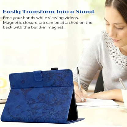Case for Kindle Fire HD 8 & 8 Plus (12th/10th Generation 2024/2022/2020) | Embossed Hummingbird PU Leather Flip Folio Stand Cover, Auto Wake/Sleep with Card Slot for Kindle Fire HD 8/8 Plus, Darkblue - color: A6 Darkblue