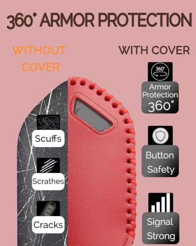 for Kia Key Fob Cover Leather - K4 K5 GT Line Sorento Telluride Carnival EV5 EV9 2026 2025 2024 2023, Handcrafted Smart Remote Key Fob Case - Chilli Pepper, 5 Buttons - color: Chilli Pepper