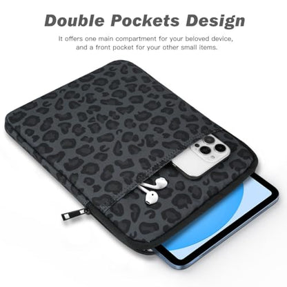 Dadanism 9-11 Inch Tablet Sleeve Bag Padded Carrying Case, Leopard Black | Fits iPad (A16) 11th Gen 11", iPad 10th Gen 10.9" Air 5/4, iPad Air M4/Pro 11", iPad 9/8/7th 10.2", Galaxy Tab A11+ Plus 11" - color: Leopard Black, size: 9-11 inch
