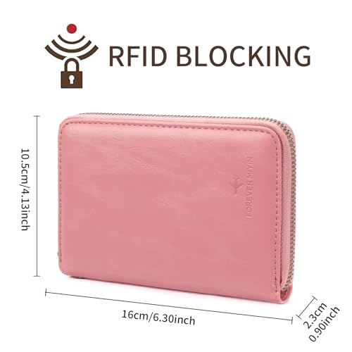 RFID Blocking Passport Holder for Wallet,with Zipper Travel Wallet Credit Cards Case Women Men Passport Cover Wallet - color: Light Pink