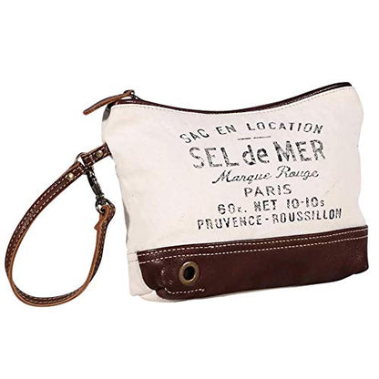 Myra Bag Sel De Mer Canvas Purses for Women - Canvas Tote Bag with Leather Strap, French Inspired Fabric Handbags for Women - style: Spunky Pouch