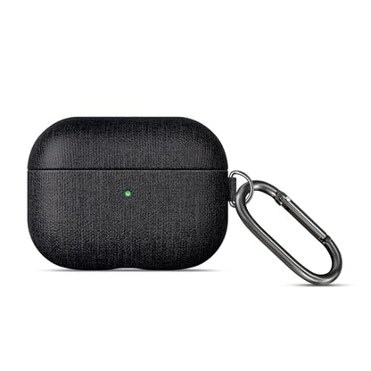 LOPIE for AirPods Pro 3rd Generation Case (Not for 2nd Gen) - Canvas Style Vegan Leather - Protective Hard Shell Cover with Key Chain - Handmade for AirPods Pro 3 Case Cover - Black - color: [Canvas Style]-Black Case with Clip