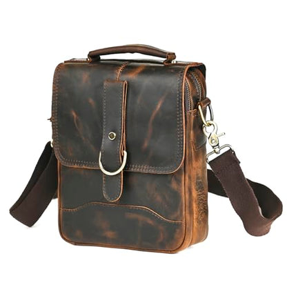 Canvas + Genuine Leather Travel A4 Tote Satchel Messenger Cross-body One Shoulder Bag For Men Male FB144 - color: 5-143 Brown