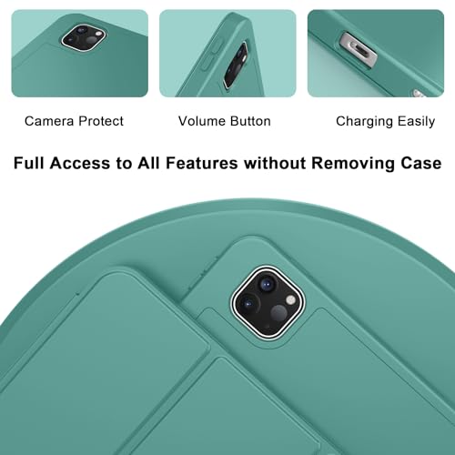 iPad Pro 11 Inch Case (M5) 2025/ (M4) 2024 (Model: A2836/A2837/A3006), Trifold Stand Smart Cover with Pencil Holder and Soft TPU Back, Auto Wake/Sleep (Forest Green) - color: Forest Green