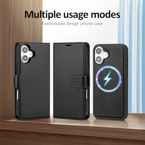 Shieldtop Compatible with MagSafe iPhone 16 Plus Wallet Case,Black | 2 in 1 Detachable Magnetic,Credit Card Holder Slots,RFID Blocking,PU Leather,Kickstand,Flip Folio Phone Cover for Men & Women - color: Black, size: iPhone 16 Plus - 6.7"