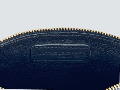 Leather Pouch with Zipper (Carbon Black, Medium w/Wristlet Strap) - color: Carbon Black, size: Medium w/ Wristlet Strap