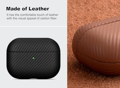 Haobobro Leather Case - for AirPods Pro 2 / AirPods Pro 2nd Generation Case | Selected Skin-friendly Cowhide Leather, Carbon Fibre Texture, Handmade Drop Protective Hard Cover - Black - color: Black, size: AirPods Pro 2