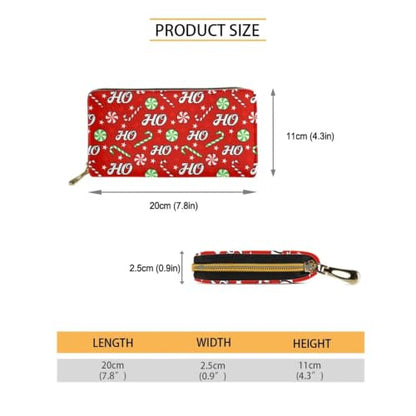 AFPANQZ Long Wallet for Women Slim Purse PU Leather Clutch Zip Around Cards Phone Holder - color: Christmas Hoho Crutch
