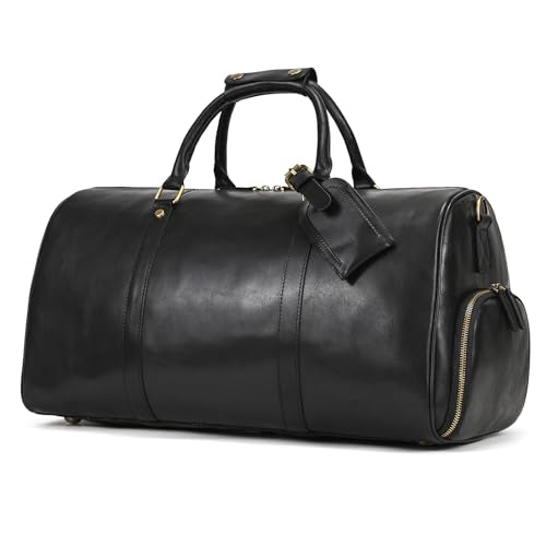 Leather Duffel Bags for Men and Women 20 Inch Full Grain Leather Travel Overnight Weekend Leather Bags Travel Duffel for Men, 9804 Black - color: 9804 Black