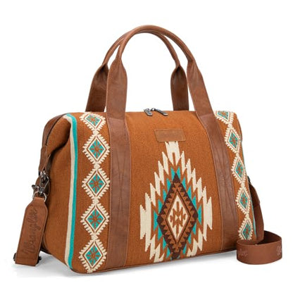 Wrangler Duffel Bag for Women Large Travel Weekender Bag Tapestry Designer Carry On Bags, Brown - color: Tapestry-Brown