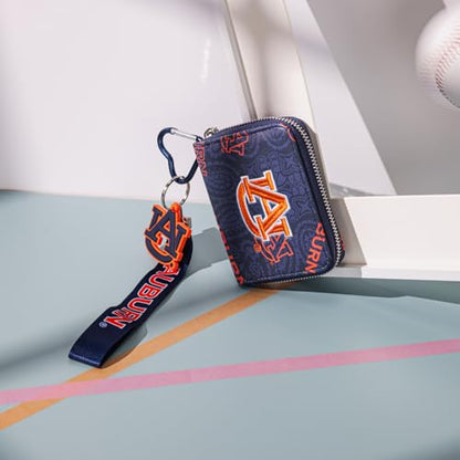 Montana West Auburn NCAA Zip Around Wallet with Lanyard - Game Day Accessory, Embroidered AU Paisley Design NC-AU012NY - color: AU-Navy Blue