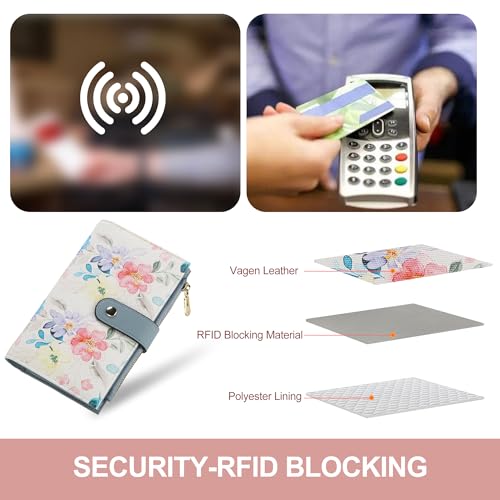 yiijay Womens Wallet RFID Blocking Vegan Leather Trifold Clutch Credit Card Holder Ladies Travel Wallet Purse with Pen Holder - color: 2Flora White