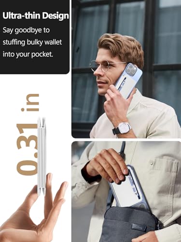 Miroddi for Magsafe Wallet, Ultra-Thin Leather Magnetic Phone Wallet Compatible with iPhone 17/16/15/14/13 Series, Magnetic Back of Phone Card Holder Fit 5 Cards 2 Bills, RFID Blocking, Cream White - color: Cream White
