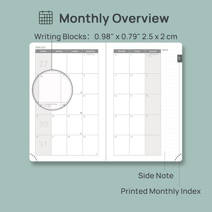 POPRUN 2026-2027 Pocket Planner (Size 4''x 6.25'') Pocket Calendar Notebook | Academic Daily Planner (JUL.26-JUN.27) Appointment Book with Monthly Tabs, Inner Pocket, Leather Soft Cover - Cerulean Blue - color: Cerulean Blue, size: Pocket-4" X 6.25", styl