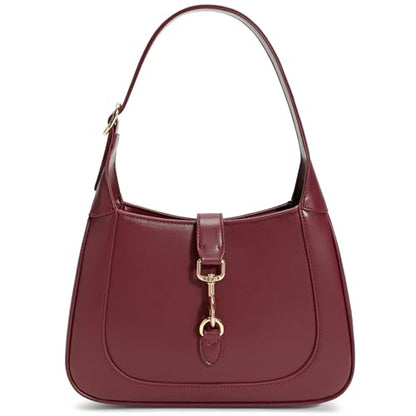 Keyli Vegan Leather Shoulder Bag for Women Small Shoulder Purses Top Handle Handbags with Adjustable Strap - color: Wine Red