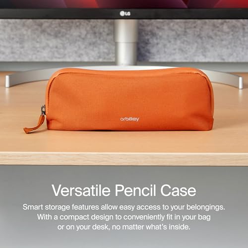 Orbitkey Pencil Case - Terracotta | Spacious Storage | Internal Divider | Mesh Organization Pockets | Water-Resistant Fabric - color: Terracotta