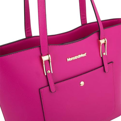 Montana West 3PCS Purses for Women Tote Bag and Wallet Set Shoulder Satchel Handbags - color: Z Handbag Hot Pink