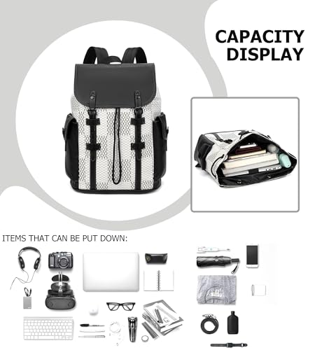 Luxury Anti Theft Laptop Backpack for Men, Waterproof Travel Bag | Laptop-ready business layout, anti-theft design and waterproof claim support office commute, travel and campus use - color: B-white