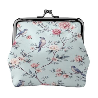 Kiss-lock Coin Purse for Women Change Purses Cute Small Coin Pouch Tiny Coin Wallet (Blue Birds Floral) - color: Blue Birds Floral