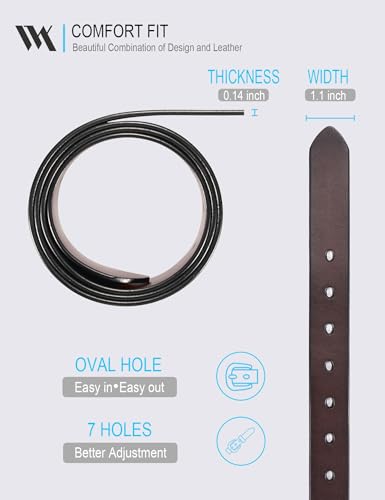 WOLFANT 1.1" Womens Belts for Jeans,100% Italian Full Grain Real Leather | All-Day Comfy Durable Solid Leather Belt with Polished Gold Buckle in Gift Box - color: Coffee, size: Waist 30"-31"