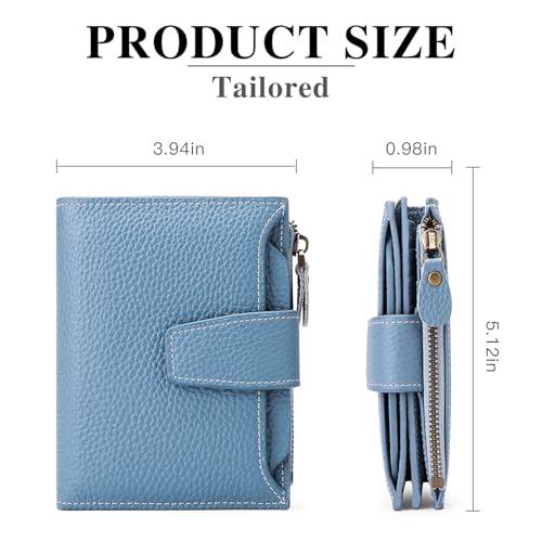 Small Wallet for Women Leather Bifold Compact RFID Blocking Small Womens Wallet Purse - color: Aa-Blue