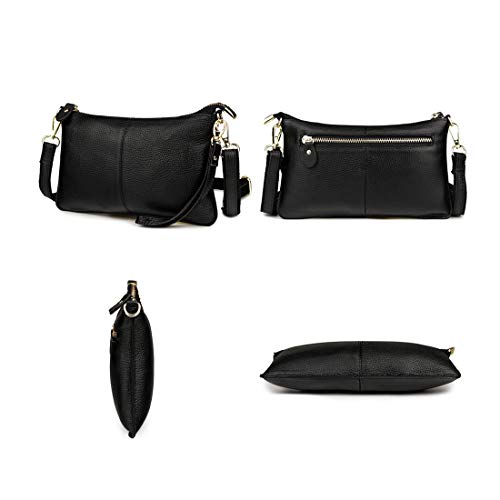 Artwell Genuine Leather Clutch Wallet For Women Wristlet Envelop Crossbody Purse Card Shoulder Bag - color: Black