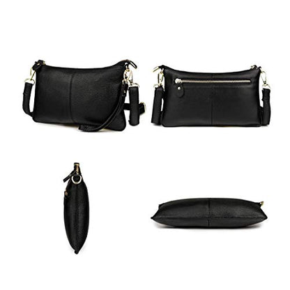 Artwell Genuine Leather Clutch Wallet For Women Wristlet Envelop Crossbody Purse Card Shoulder Bag - color: Black