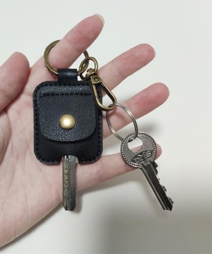 3 Pcs Leather Key Holder with Snap Closure, Keychain Sleeve with Metal Clip, Black,Brown,Red - color: Black