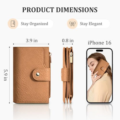 Airkit Small Wallet for Women, RFID Blocking Credit Card Holder - color: Brown