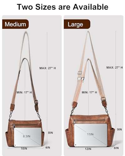 Bluome Crossbody Purses for Women, Medium Large Faux Leather Crossbody Bags Lightweight Sling Bag Shoulder Handbags - color: Brown, size: Large 12L
