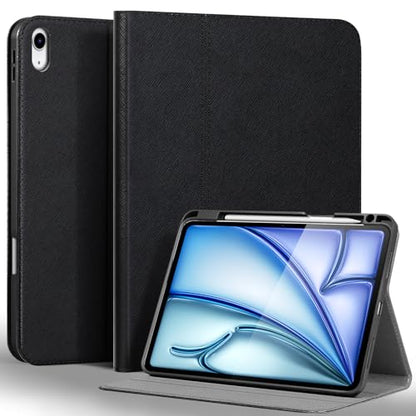 Gexmil Leather Case for iPad Air 11 Inch M4/M3/M2,10.9 Inch,Black | Genuine Leather Cover for iPad Air 2026/2025/2024/2022/2020,Smart Folio Pencil Holder,Protective,Adjustable Stand - color: Palm-Print Black