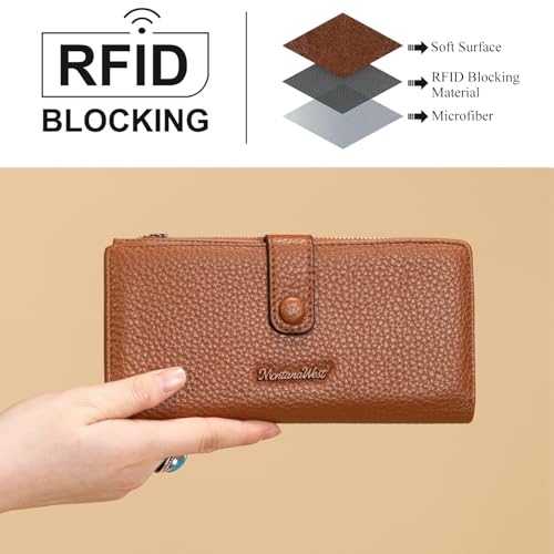 Montana West Women's Wallet Bifold RFID Blocking Wallets Large Capacity Card Holder Wallets with Zipper Coin Pocket - color: 3 Brown