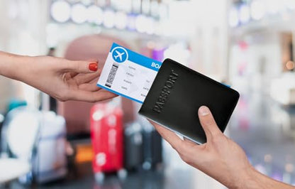 Black Basic Genuine Leather RFID Passport Cover - color: Black