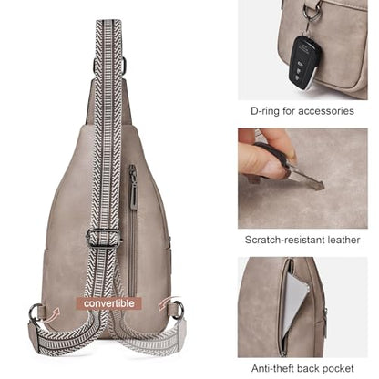 cakang Womens Sling Bag Crossbody Bags for Women Vegan Leather Sling Backpack Daypack Fanny Pack Crossbody Purse Travel - color: 1-grey