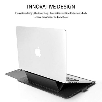 Laptop Sleeve 13-14" Case with Stand, Compatible with Microsoft Surface Laptop 5/4/3/2 13.5", MacBook Air/Pro 13.3", PU Leather Sleeve for 15-16" Laptops - Dark Blue - color: Dark Blue, size: 13-14 Inch