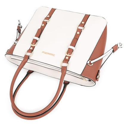 Montana West 3PCS Purses for Women Tote Bag and Wallet Set Shoulder Satchel Handbags - color: 2 Tone Beige & Brown