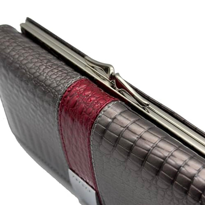 Women's Long Leather Wallet, Grayish | Credit Card Holder, Casual, Fashion Clutch, Purse - color: grayish