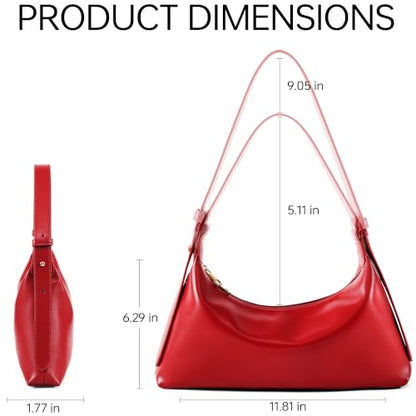 Small Shoulder Bag Soft Leather Hobo Underarm Purse for Women | Adjustable Strap,Premium Faux Leather,1 Inner Slot Pocket,1 Zippered Pocket,Use for Travel or Going Out - color: Red