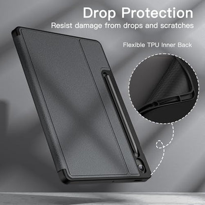 JETech Folio Case for Samsung Galaxy Tab S10 FE Plus 13.1", Black | Multi-Angle Stand Cover, S Pen Holder, Slim Protective Cover, Auto Wake/Sleep - color: Black