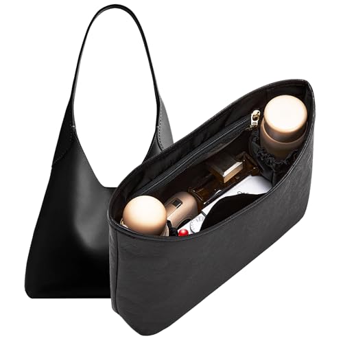 Brooklyn 28 Bag Insert, Purse Organizer Insert for Coach, Black | Waterproof Dupontpaper For Coach Brooklyn Shoulder Bag 28, Lightweight, 5 Compartments Zipper Pocket, Elastic Holders - color: Full Black
