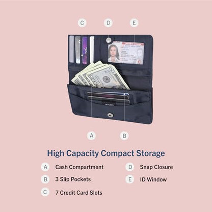 Nautica Seaside Slim Womens Wallet RFID Blocking Credit Card Holder, Coin Purse, Checkbook Organizer Clutch, Small Vegan Leather Wallet for Travel, Black (Woven) - color: Black (Woven)