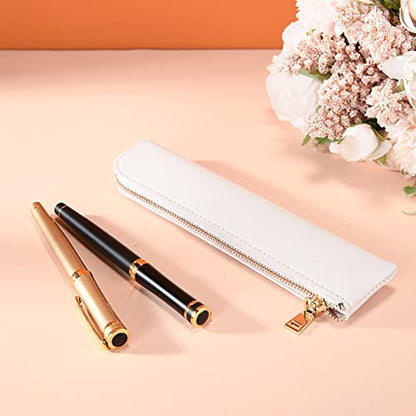 White small pen case, Pencil case small, Pencil bags ,Zipper Pen bag ，Flat pencil case.…, (pen case-1) - color: White