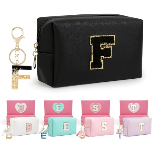 AIBFRID Birthday Gifts for Women Her,Travel Cute Makeup Bag,Large Capacity Cosmetic Bags for Women Makeup Pouch PU Leather Waterproof Cosmetic Bag (F, Black) - color: Black, style: F