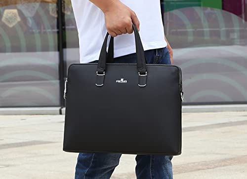 FSD.WG]Business Bag Leather Briefcase Shoulder Laptop Business Bag for Men - color: Black