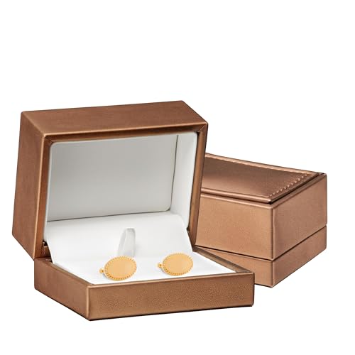 Premium Soft Leather Cufflink Box for Men - Stylish Cufflink Jewelry Gift Box - Elegant Design Leather Interior with Superior Stitching- Cufflink Display Case & Cufflink Holder by AllurePack - color: Bronze, size: Cuff Link Box