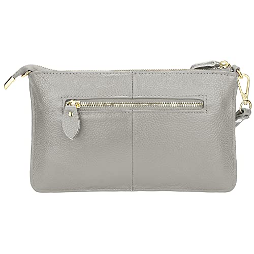 Uromee Genuine Leather Wristlet Wallet Clutch Purses with Detachable Chain | Crossbody Bag Handbag with removable Shoulder Chain for Women Daily Shopping - color: 0219 Light Grey