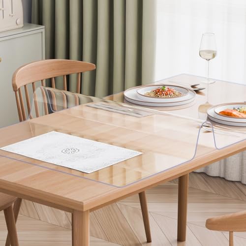 VEVOR Plastic Table Cover, 40 x 60 Inch 2.0 mm Thick Clear PVC Table Protector, Rectangle Desk Mat, Waterproof & Easy Cleaning Tablecloth, for Office, Dresser, Dining Room, Night Stand - size: 60" x 40" (Rectangular)